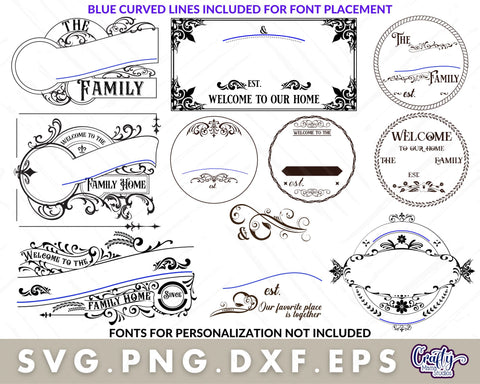 Vintage Sign Bundle | Family Sign Svg | Round Door Signs SVG Crafty Mama Studios 