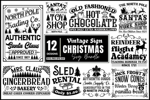 Vintage Sign Christmas SVG Bundle SVG DESIGNISTIC 