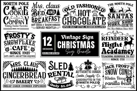 Vintage Sign Christmas SVG Bundle SVG DESIGNISTIC 