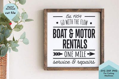 Vintage Sign SVG Summer Cut File - Boat and Motor Rental Vintage Style SVG Lettershapes 