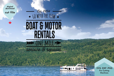 Vintage Sign SVG Summer Cut File - Boat and Motor Rental Vintage Style SVG Lettershapes 