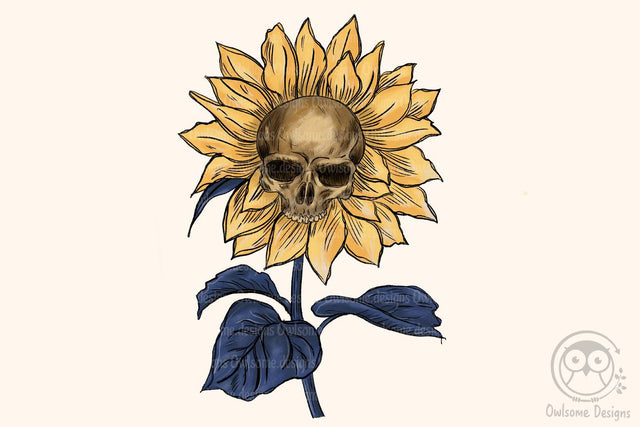 Vintage Skull Sunflower Sublimation Design Sublimation LAM HOANG THUY 