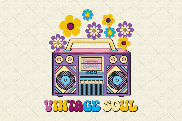Vintage Soul Flower Retro Cassette PNG Sublimation Rupkotha 