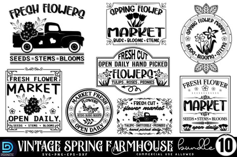 Vintage Spring Sign SVG Bundle SVG DESIGNISTIC 