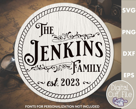 Vintage Style Family Sign Svg #3 SVG Crafty Mama Studios 