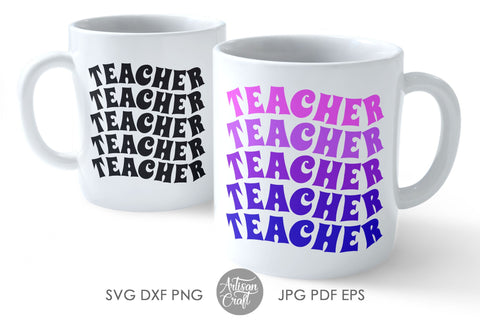Vintage teacher SVG, wavy letters Sublimation Artisan Craft SVG 