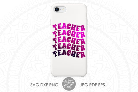 Vintage teacher SVG, wavy letters Sublimation Artisan Craft SVG 