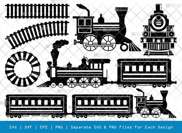 Vintage Train SVG Cut Files | Vintage Train Silhouette | Retro Train Svg | Rail Tracks Svg | Railway Track Svg | Locomotive Svg | Vintage Train Bundle SVG ETC Craft 