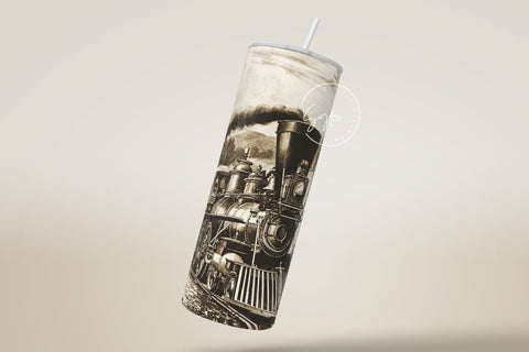 Vintage train Tumbler png, 20oz Skinny Tumbler Sublimation Designs, retro train, train tumbler wrap, Tumbler PNG File, Digital Download Sublimation Syre Digital Creations 