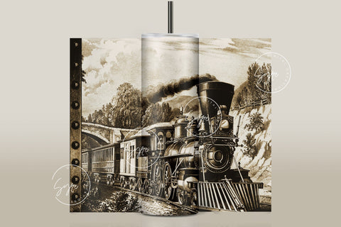 Vintage train Tumbler png, 20oz Skinny Tumbler Sublimation Designs, retro train, train tumbler wrap, Tumbler PNG File, Digital Download Sublimation Syre Digital Creations 