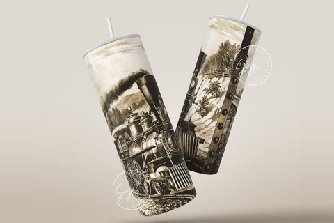 Vintage train Tumbler png, 20oz Skinny Tumbler Sublimation Designs, retro train, train tumbler wrap, Tumbler PNG File, Digital Download Sublimation Syre Digital Creations 