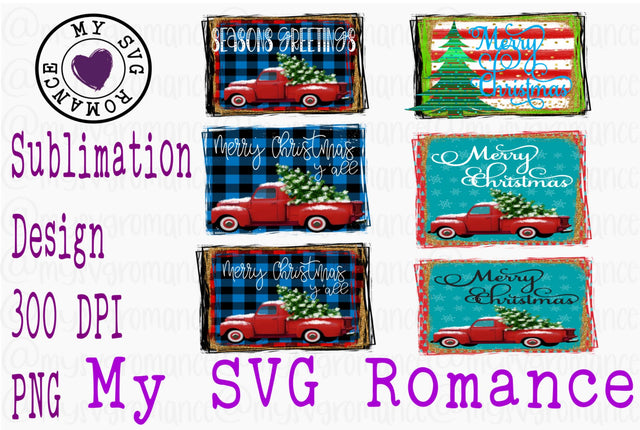 Vintage Truck & Christmas Themed Sublimation Mini Bundle - 6 Designs Included - 300 DPI PNG - Merry Christmas, Seasons Greetings, Merry Christmas Y'all Sublimation mysvgromance 