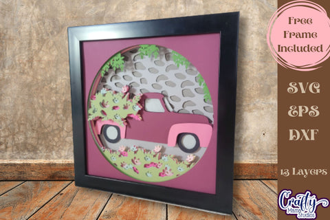 Vintage Truck Svg Shadow Box, 3D Layered Spring Flower File SVG Crafty Mama Studios 