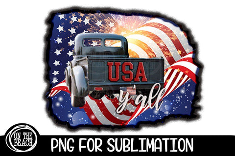 Vintage Truck USA Y'all - PNG for Sublimation Sublimation On the Beach Boutique 