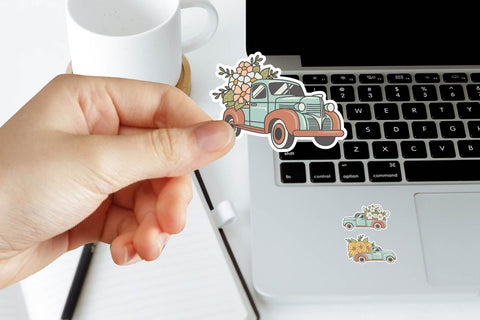 vintage truck with flower sticker bundle SVG dadan_pm 