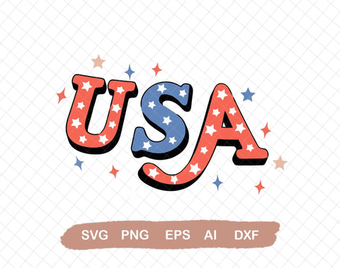 Vintage USA 4th Of July SVG Digital File, 4th Of July, USA SVG, Fourth of July SVG, Svg File for Cricut, Ai, Png, Dxf. Eps SVG DiamondDesign 