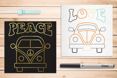 Vintage Van and Bug SKETCH Single Line Drawing SVG Sketch DESIGN Designed by Geeks 