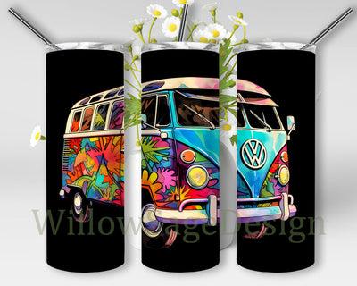 Vintage Volkswagon Winnebago Camper 20oz Skinny Tumbler Png, Floral Camper Tumbler Wrap, Retro Hippie Van Tumbler, Happy Camper, Camping Tumbler Png, Digital Download Sublimation WillowSageDesign 