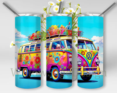 Vintage Volkswagon Winnebago Camper 20oz Skinny Tumbler Png, Floral Camper Tumbler Wrap, Retro Hippie Van Tumbler, Happy Camper, Camping Tumbler Png, Digital Download Sublimation WillowSageDesign 