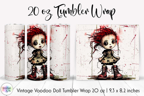 Vintage Voodoo Doll Tumbler Wrap Sublimation Sublimation Designs by Ira 