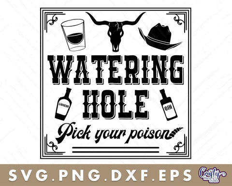 VIntage Watering Hole Sign | Western Svg | Wild West Svg SVG Crafty Mama Studios 