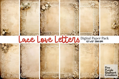 Vintage Wedding Scrapbook Background Digital Pattern Fine Purple Elephant Creations 