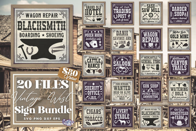 Vintage Western Svg Bundle | Wild West Sign | Farmhouse Svg SVG Crafty Mama Studios 