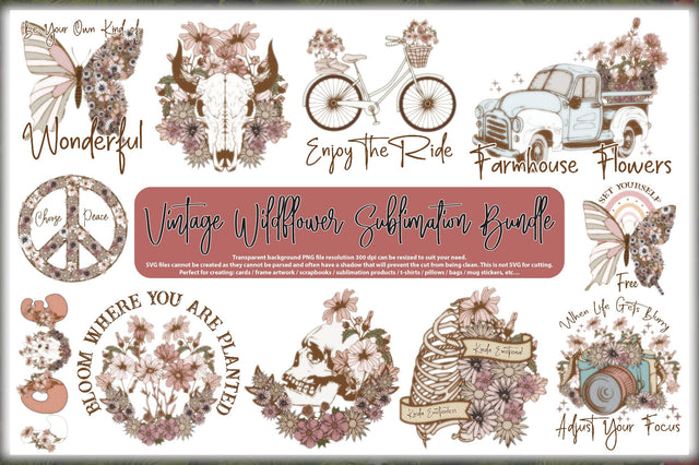 Vintage Wildflower Sublimation Bundle Sublimation Jagonath Roy 