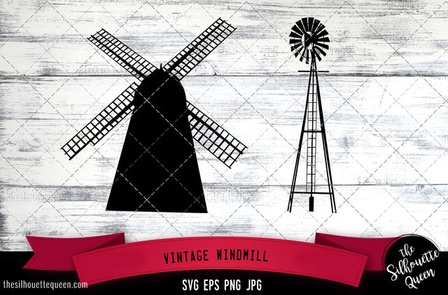 Vintage Windmill Silhouette Vector SVG SVG Loveleen Kaur 