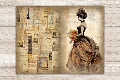 Vintage Woman Junk Journal Page | Ephemera SVG GlamArtZhanna 