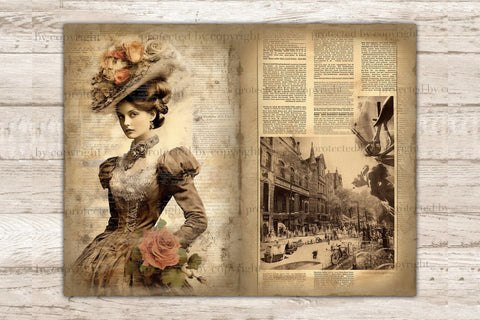 Vintage Woman Junk Journal Page | Ephemera SVG GlamArtZhanna 