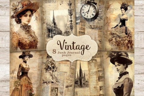 Vintage Woman Junk Journal Page | Ephemera SVG GlamArtZhanna 