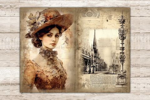 Vintage Woman Junk Journal Page | Ephemera SVG GlamArtZhanna 