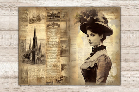 Vintage Woman Junk Journal Page | Ephemera SVG GlamArtZhanna 