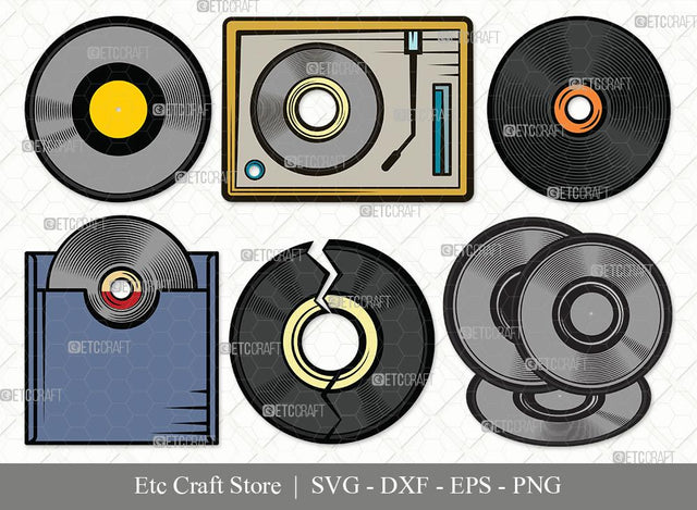 Vinyl Record Clipart SVG Cut File | Talk Bubble Svg | Text Bubble Svg | Chat Bubbles Svg | Word Bubble Bundle SVG ETC Craft 