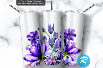 Violet flower 20 oz / 30 oz Tumbler PNG Sublimation Regulrcrative 