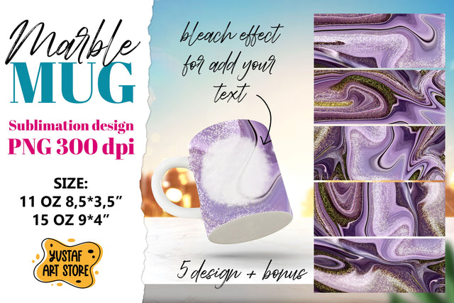 Violet marble sublimation mug wrap 5 design and bonus Sublimation Yustaf Art Store 