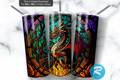 Violet Pink Dragon Stained 20 oz / 30 oz Tumbler PNG Sublimation Regulrcrative 
