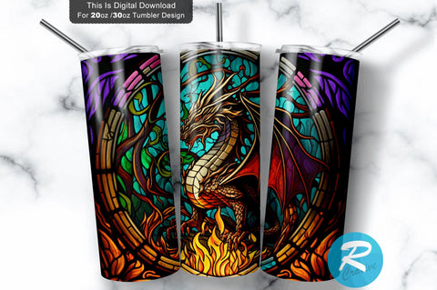 Violet Pink Dragon Stained 20 oz / 30 oz Tumbler PNG Sublimation Regulrcrative 