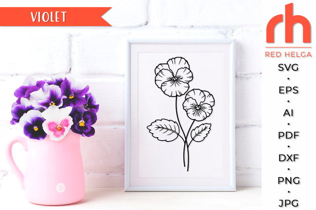 Violet SVG - February Flower Cut File SVG RedHelgaArt 