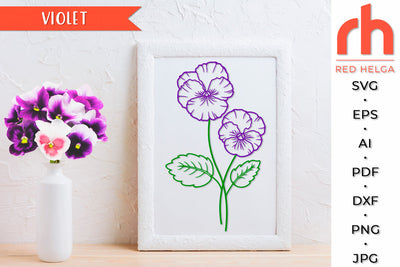 Violet SVG - February Flower Cut File SVG RedHelgaArt 