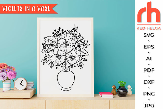 Violets in a Vase SVG - Flower Bouquet Cut File SVG RedHelgaArt 