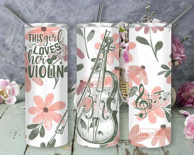 Violin 20oz Tumbler Png, This Girl Loves Her Violin Tumbler Design, Musical Sublimation Design, Violin Design Png, Music Lover Gift, Digital Download Sublimation DesignSVG 