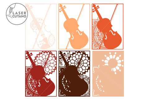 VIOLIN Laser Cut Layered Template 3D Wall Art SVG LaserCutano 
