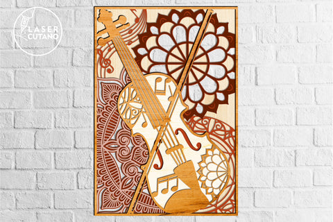 VIOLIN Laser Cut Layered Template 3D Wall Art SVG LaserCutano 