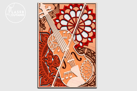 VIOLIN Laser Cut Layered Template 3D Wall Art SVG LaserCutano 