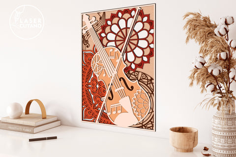 VIOLIN Laser Cut Layered Template 3D Wall Art SVG LaserCutano 