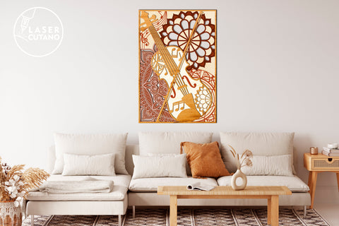 VIOLIN Laser Cut Layered Template 3D Wall Art SVG LaserCutano 