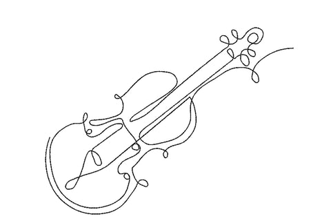 Violin One Line Minimalist Machine Embroidery Design (3) Embroidery/Applique DESIGNS Angie 