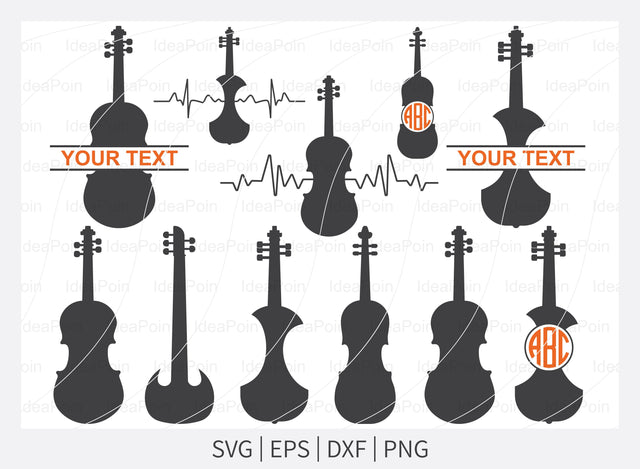 Violin SVG Bundle, Violinist SVG, Heartbeat Violin File, Violin Silhouette, Violin monogram svg, Orchestra Instrument SVG, Violin Dxf, Png SVG Dinvect 